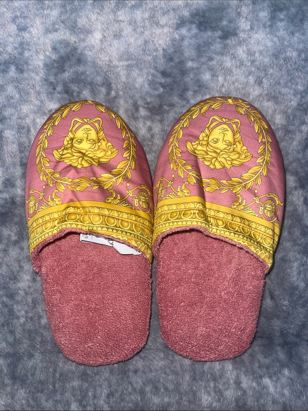 NWOT Pink Versace Barocco-Print Mule Slippers